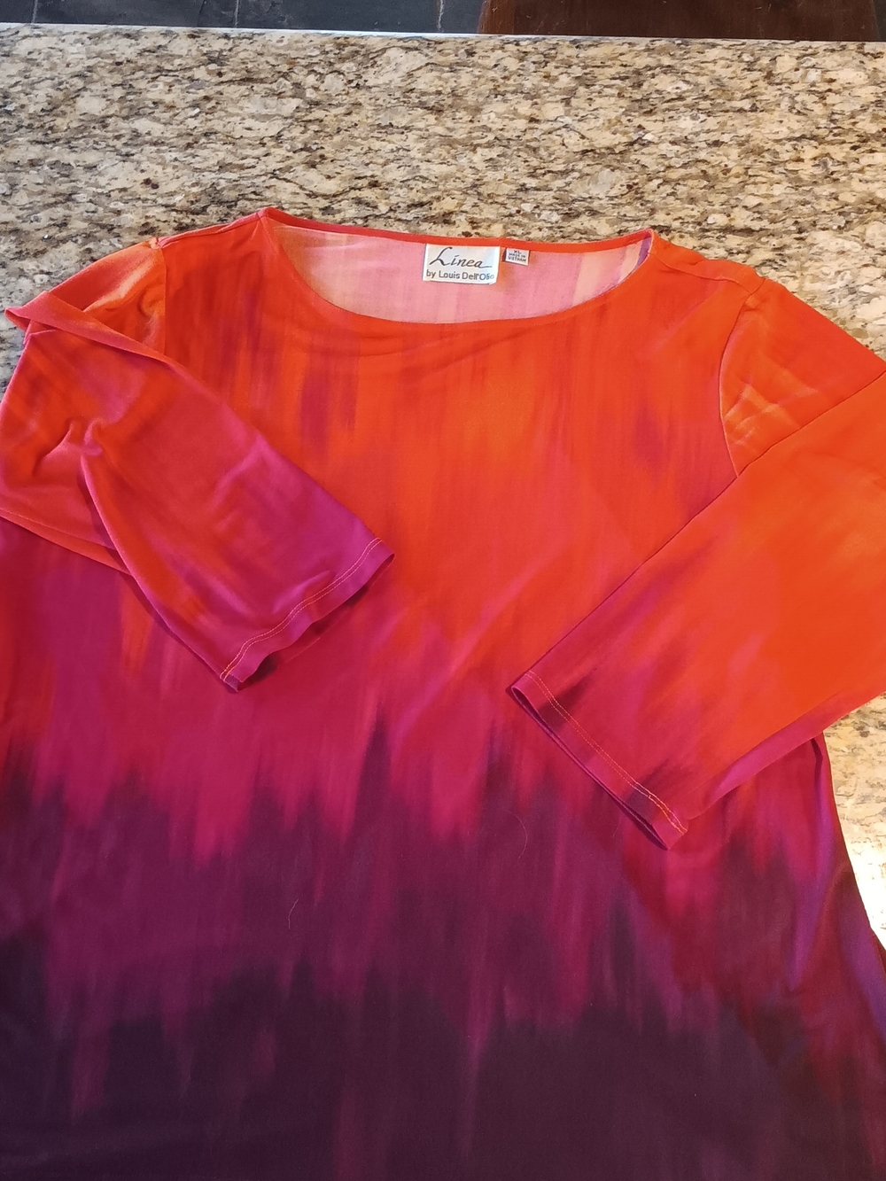 Linea by Louis Dell'Olio Women's Pink-Orange Ombre Scoop Neck Top